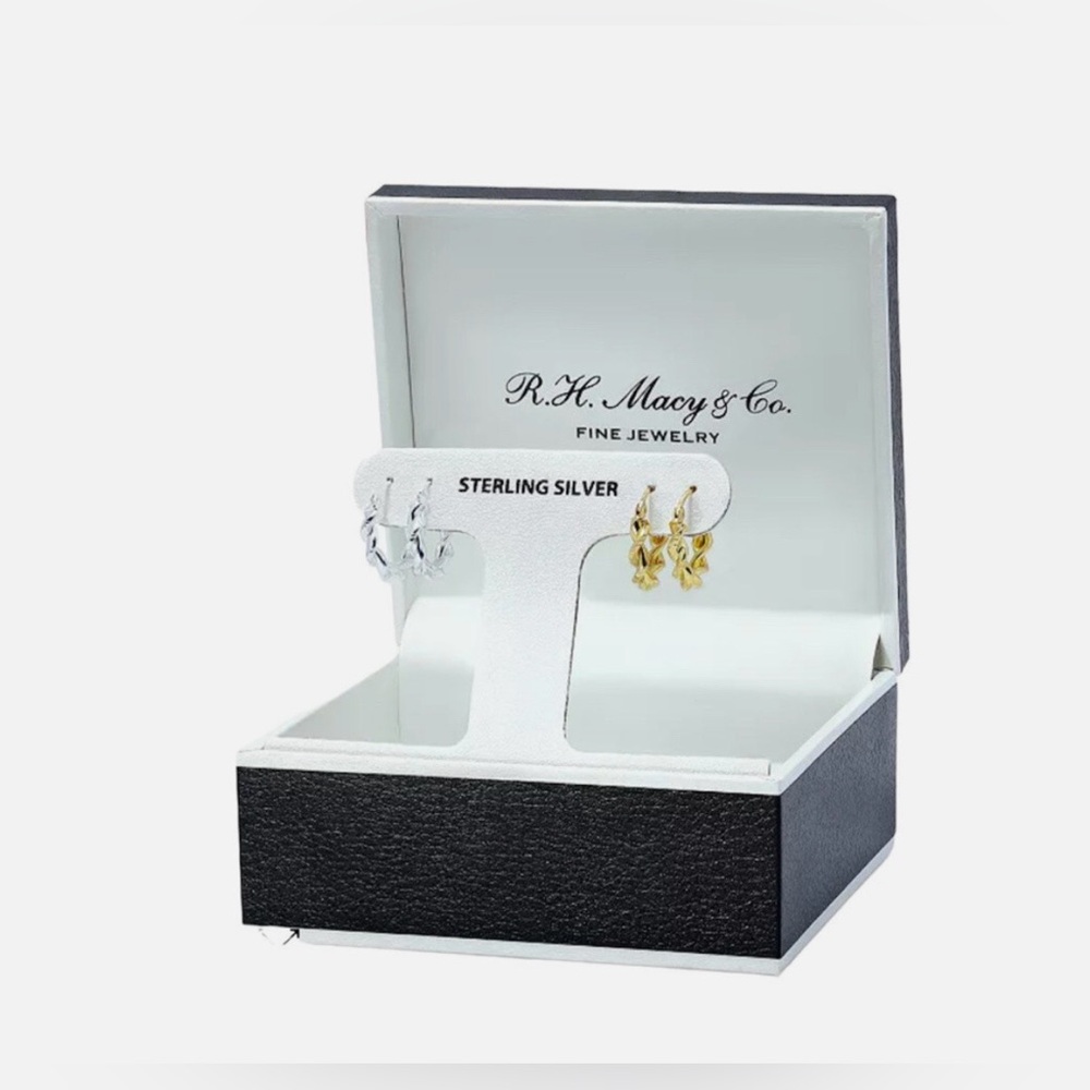 R.H. Macy’s 2-Pc. Set Twist Small Hoop Earrings in Sterling Silver